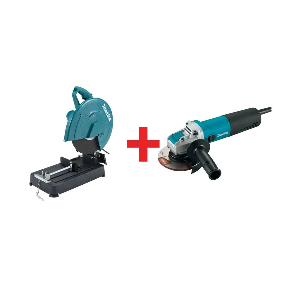 Makita 14" Cut-Off Saw with 5" X-LOCK High-Power Angle Grinder, with SJS - Image 1