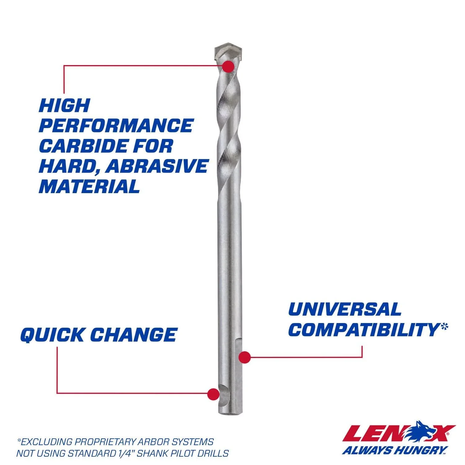 Lenox LXAH9334MMPB 3-3/4 in. Carbide Tipped Hole Saw Pilot Drill Bit, 1/4 in. Shank - Image 3