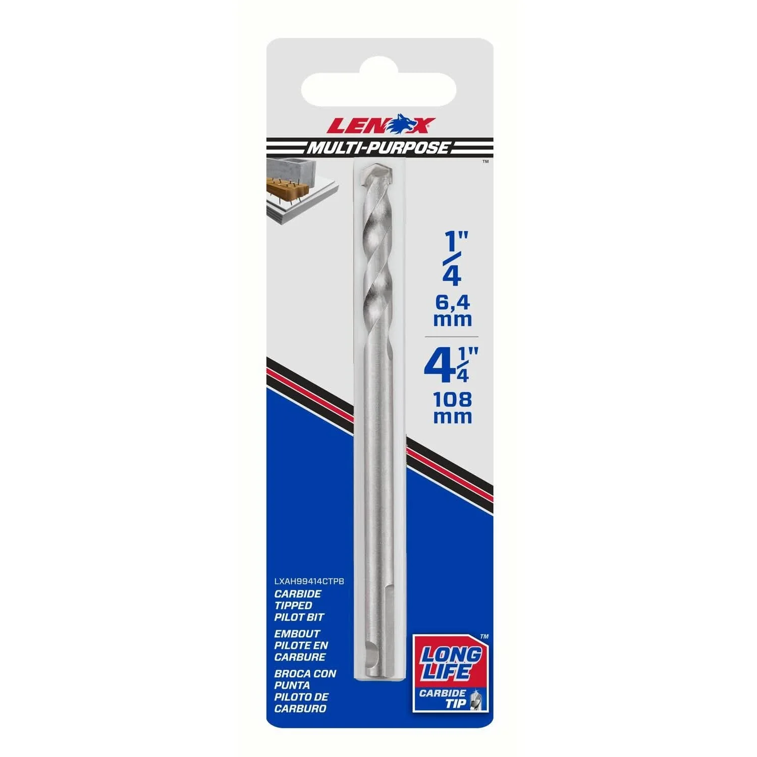 Lenox LXAH99414CTPB 4-1/4 in. Hole Saw Pilot Drill Bit, 3/8 in. Shank - Image 3