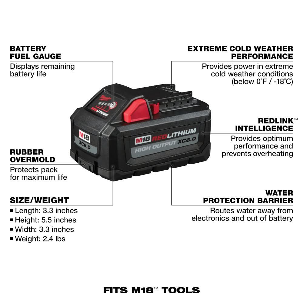 Milwaukee M18 REDLITHIUM HIGH OUTPUT XC 6.0Ah Battery Pack (PROMO) - Image 3