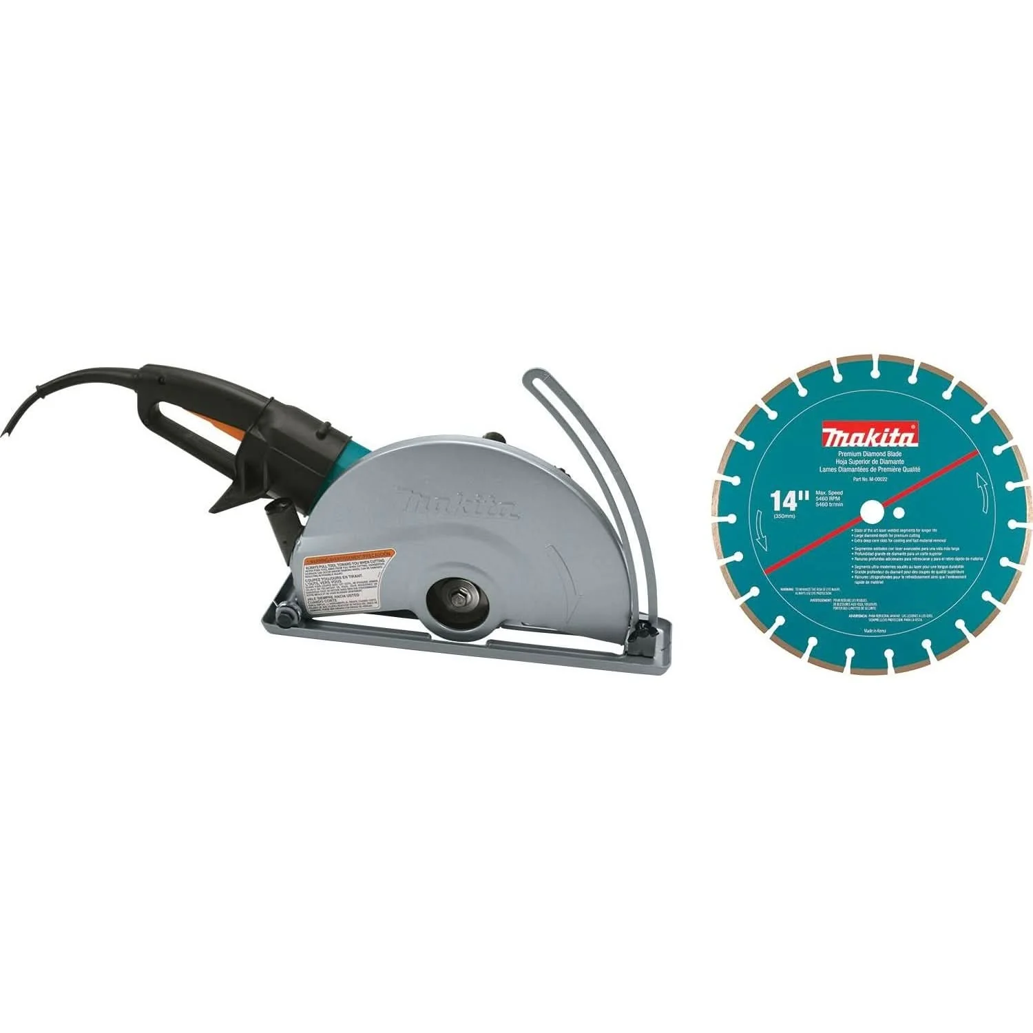 Makita 4114X Corded 14″ SJS Electric Angle Cutter, with 14″ Diamond Blade