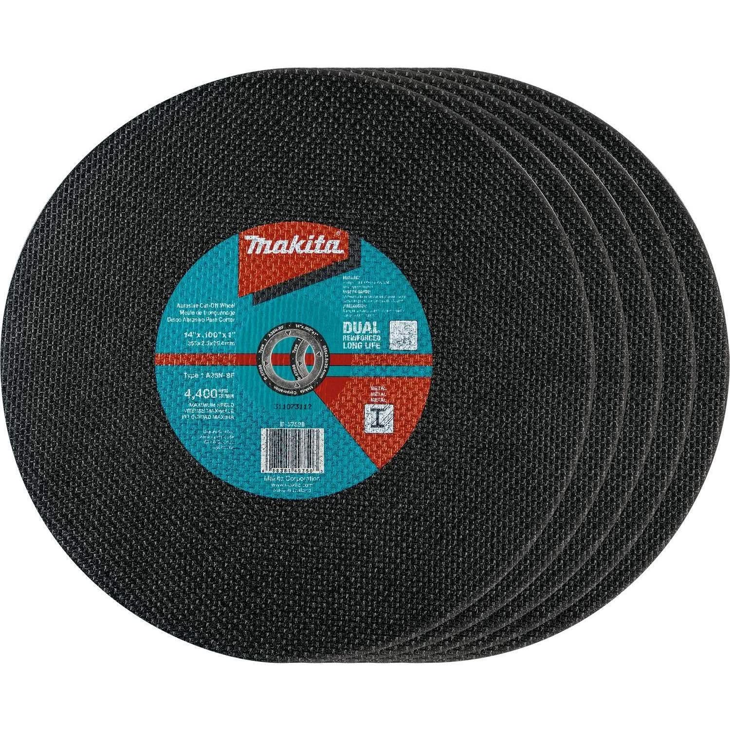 Makita B-57598-5 14" x 3/32" x 1" Abrasive Cut-Off Wheel, 5/pk - Image 1