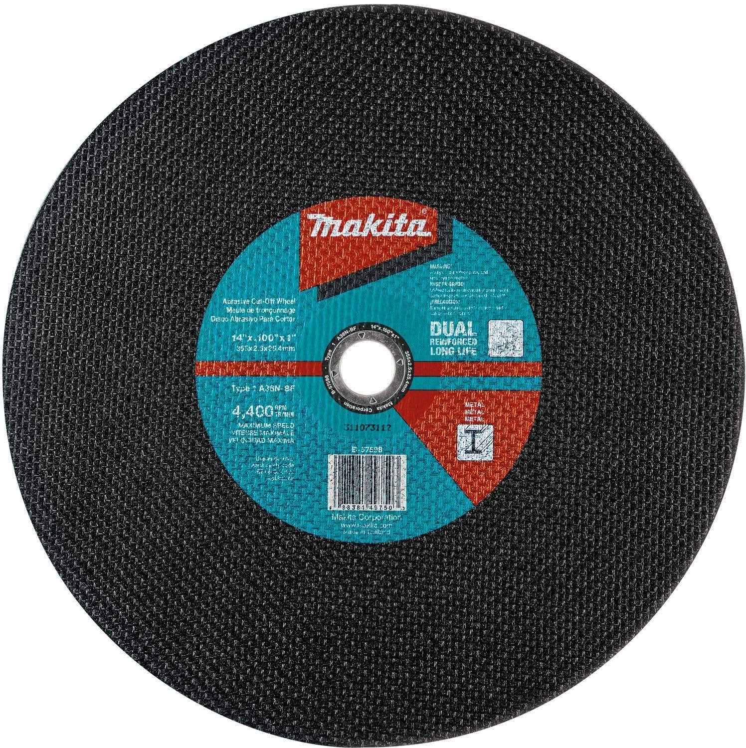 Makita B-57598-5 14" x 3/32" x 1" Abrasive Cut-Off Wheel, 5/pk - Image 2