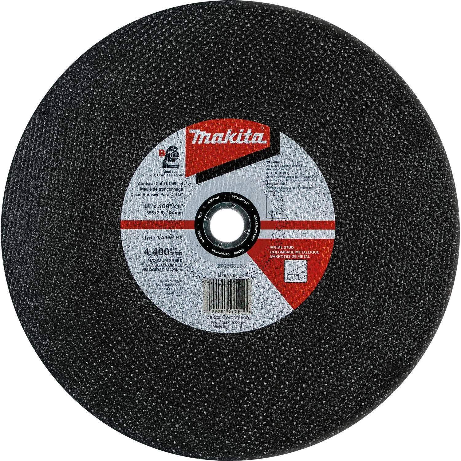 Makita B-64705-5 14" x 3/32" x 1" Abrasive Cut-Off Wheel, 5/pk - Image 2