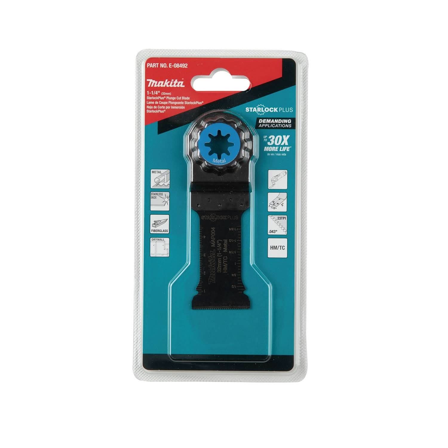 Makita E-08492 StarlockPlus Oscillating Multi-Tool 1-1/4" Hard Metal with Tungsten Carbide Teeth Plunge Cut Blade for Metal Cutting - Image 3