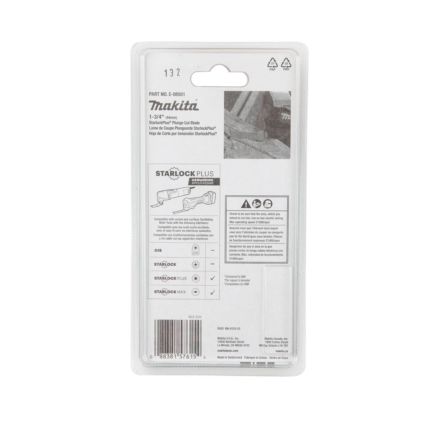Makita E-08501 StarlockPlus Oscillating Multi-Tool 1-3/4" Hard Metal with Tungsten Carbide Teeth Plunge Cut Blade for Metal Cutting - Image 2
