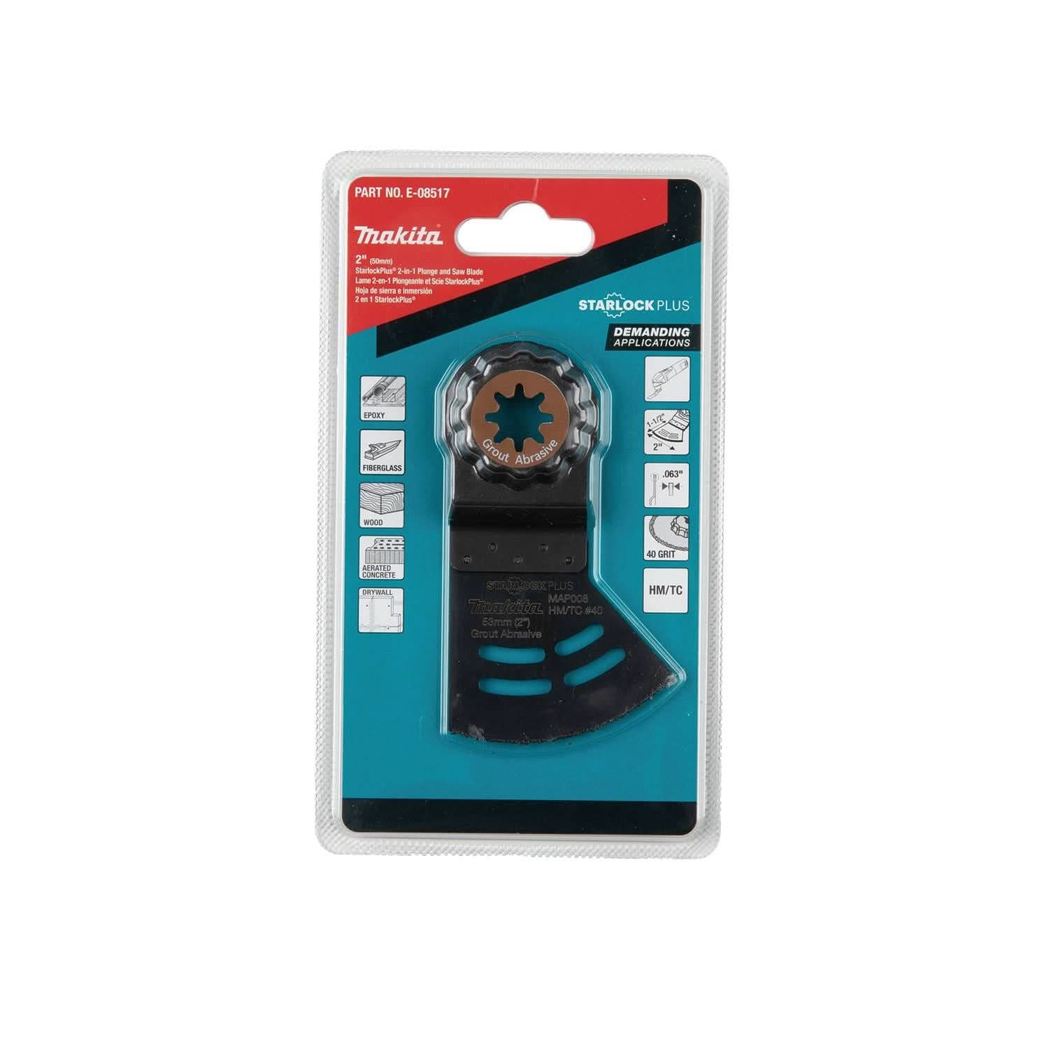 Makita E-08517 StarlockPlus Oscillating Multi-Tool 2-in-1 Plunge & Saw Carbide Coated Rim 40 Grit Grout and Abrasive Blade - Image 3