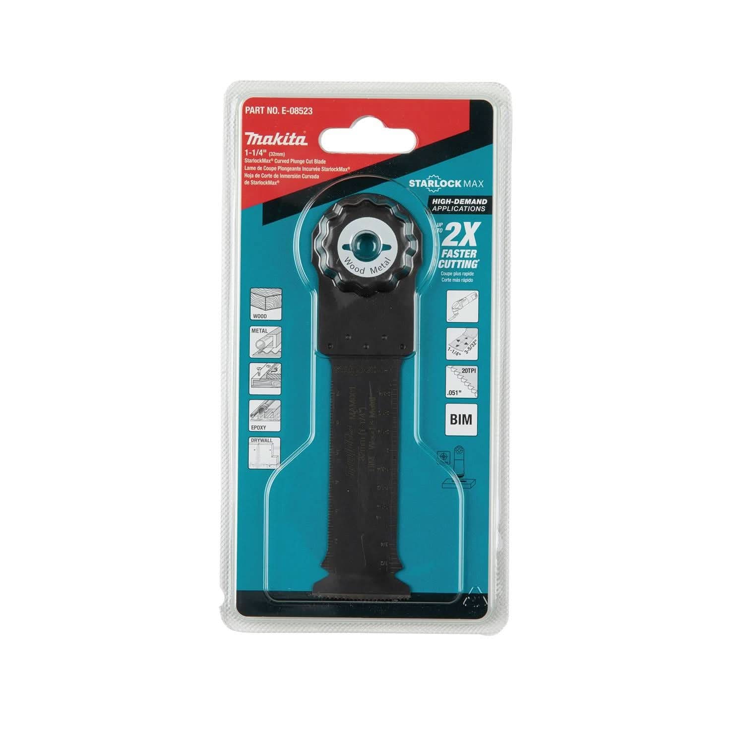 Makita E-08523 StarlockMax Oscillating Multi-Tool 1-1/4" Bi-Metal Curved Plunge Cut Blade - Image 3