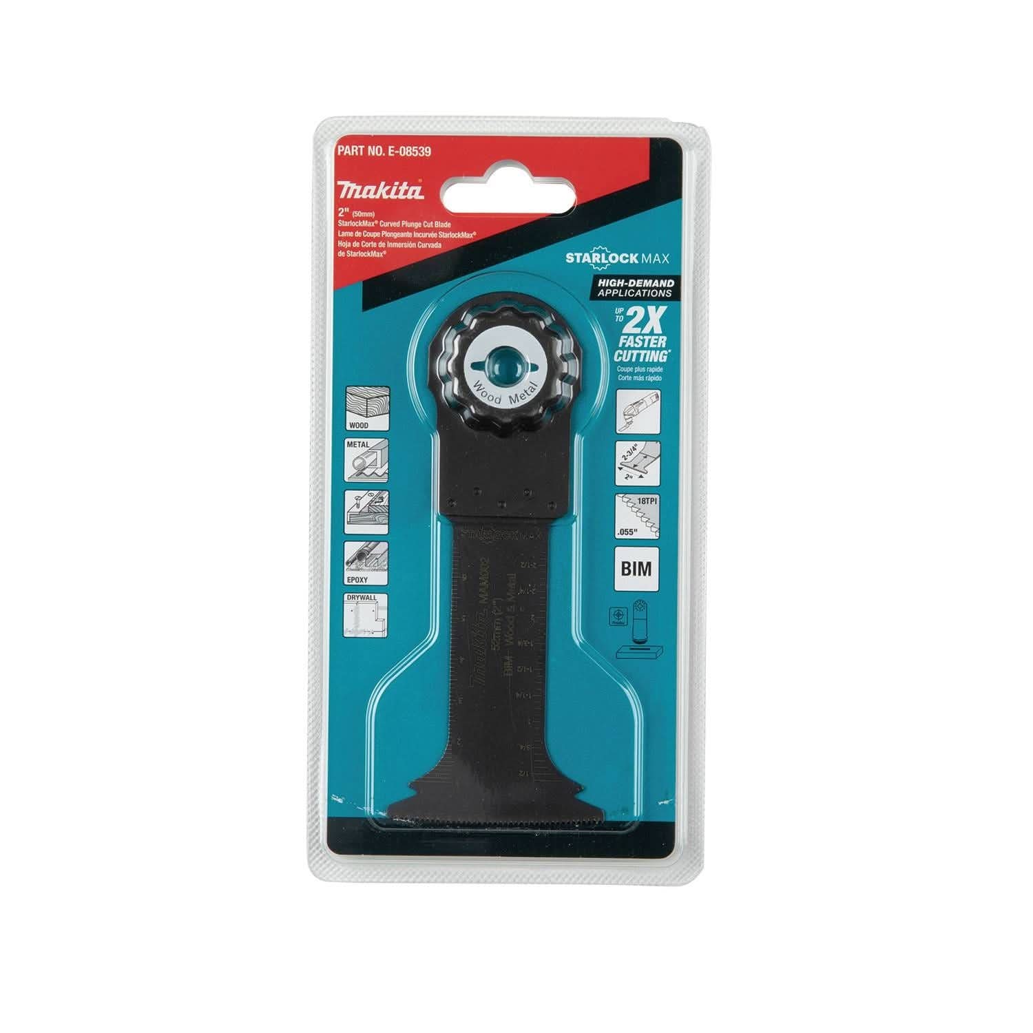 Makita E-08539 StarlockMax Oscillating Multi-Tool 2" Bi-Metal Curved Plunge Cut Blade - Image 3