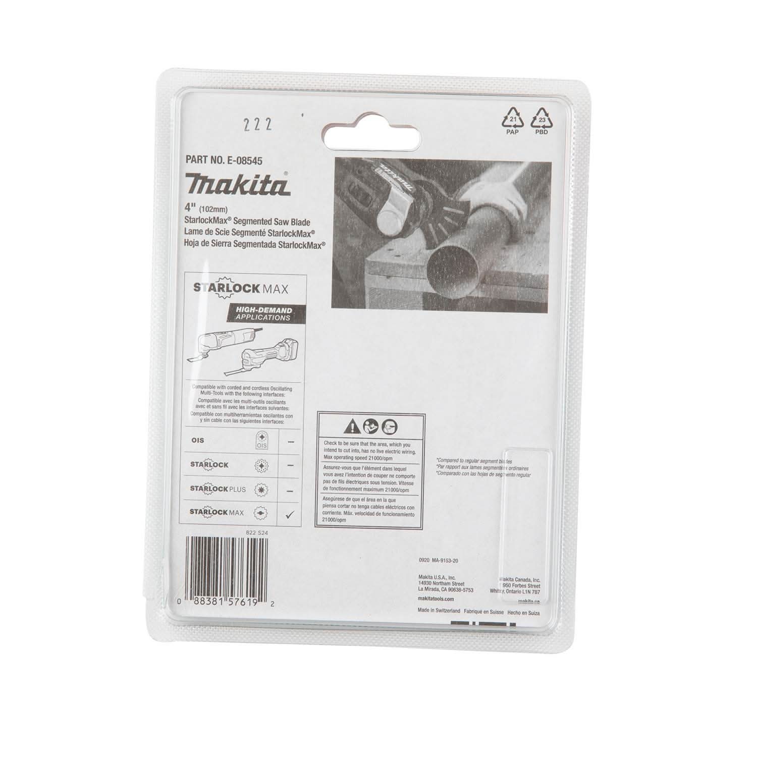 Makita E-08545 StarlockMax Oscillating Multi-Tool 4" Bi-Metal Segmented Saw Blade - Image 2