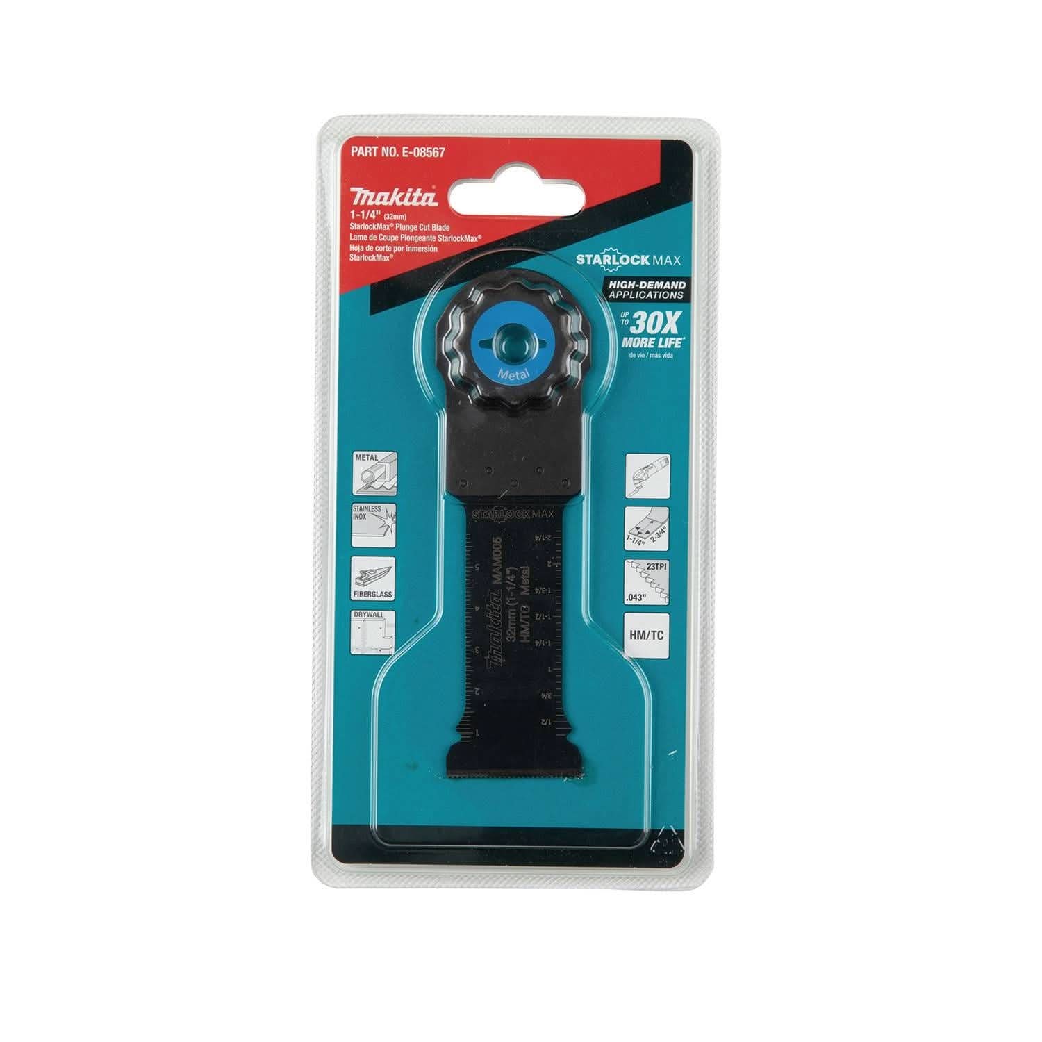 Makita E-08567 StarlockMax Oscillating Multi-Tool 1-1/4" Hard Metal with Tungsten Carbide Teeth Plunge Cut Blade for Metal Cutting - Image 3