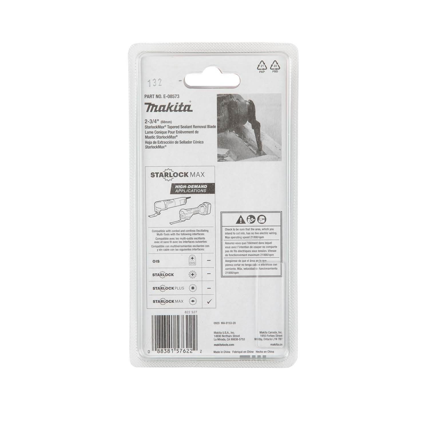 Makita E-08573 StarlockMax Oscillating Multi-Tool High Carbon Steel Tapered Sealant Removal and Joint Cutter Blade - Image 2