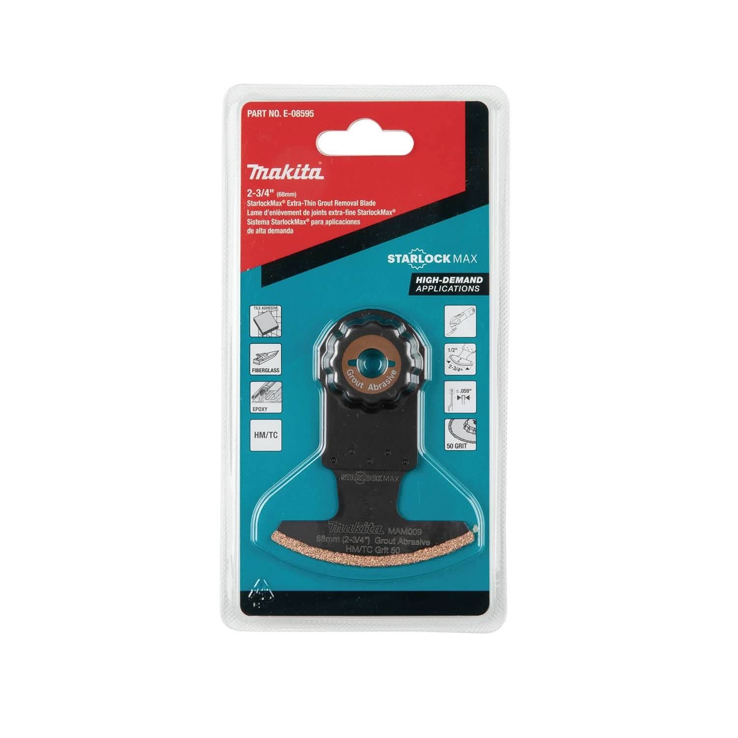 Makita E-08595 StarlockMax Oscillating Multi-Tool 2-3/4" Hard Metal with Tungsten Carbide 50 Grit Grout and Abrasive Segmented Saw Blade - Image 3