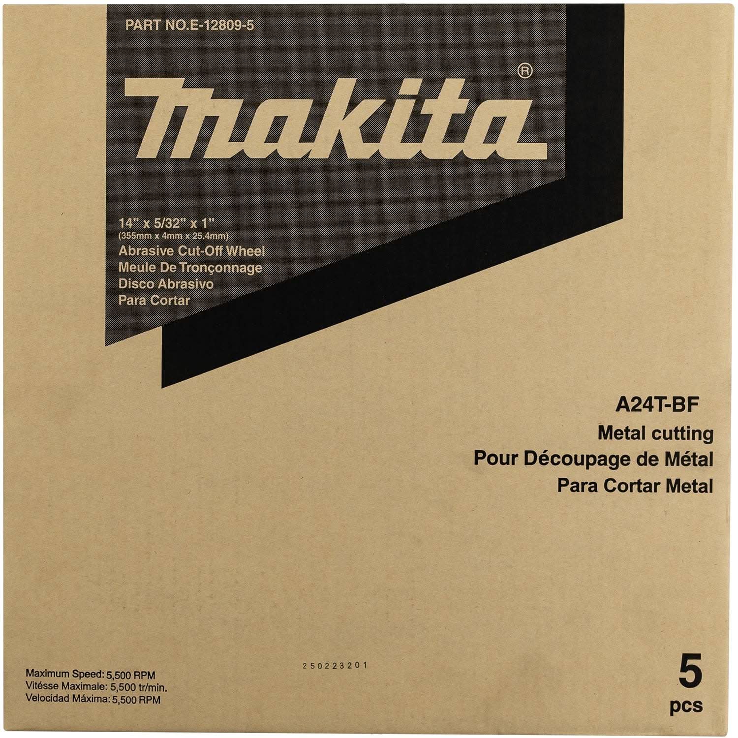 Makita E-12809-5 14" x 5/32" x 1" Abrasive Cut"â€˜Off Wheel, 5/pk - Image 3