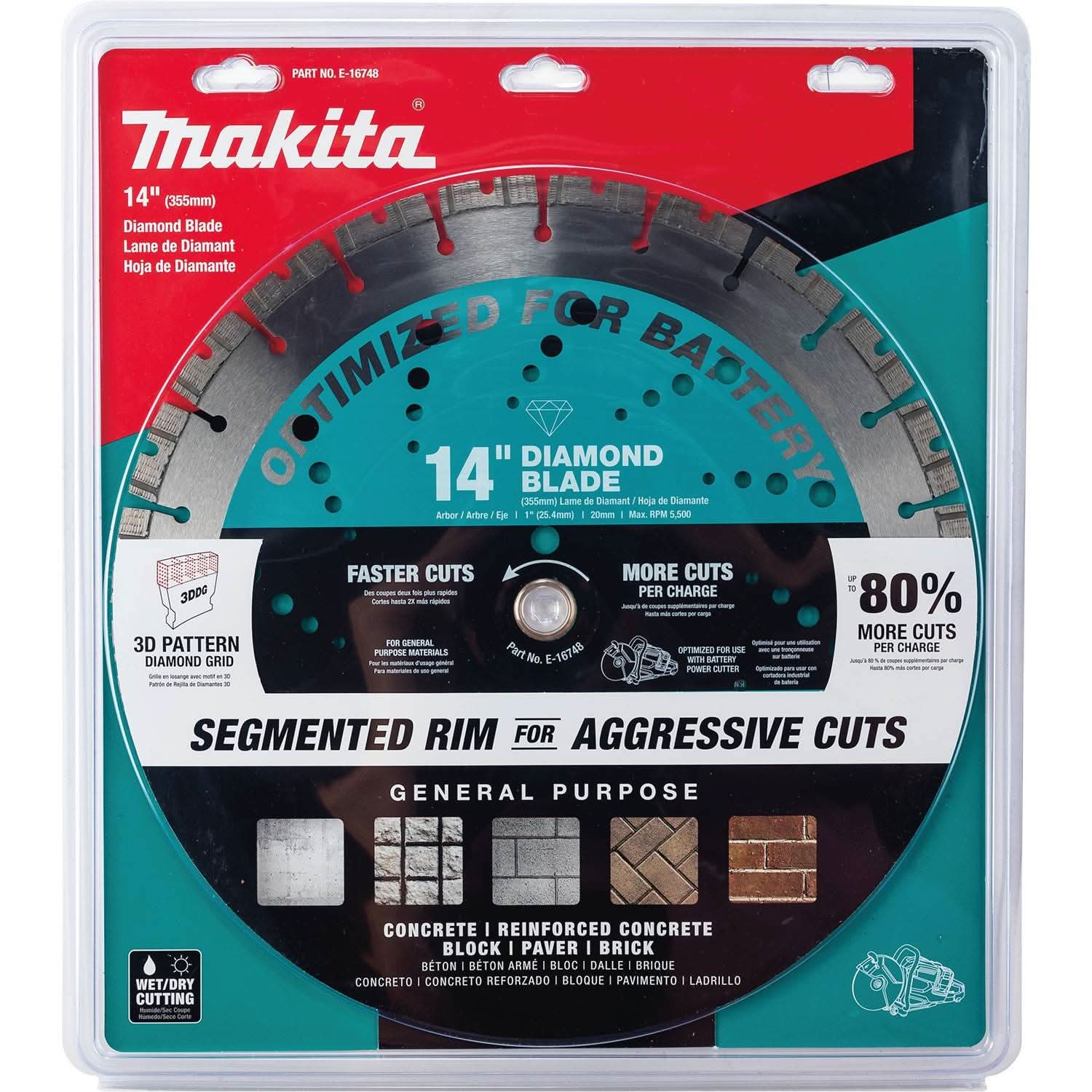 Makita E-16748 14" Thin Kerf Diamond Blade, Segmented, General Purpose - Image 3