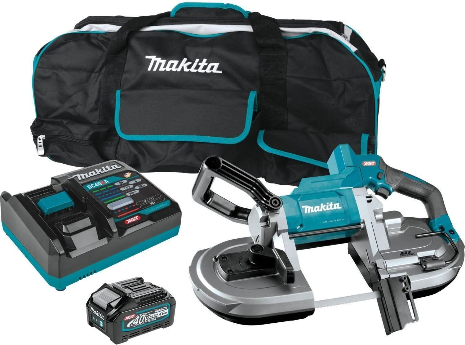 Makita 40V max XGT Brushless Deep Cut Portable Band Saw Kit (4.0Ah) with 18V LXT Lithium-Ion Grease Gun Kit (3.0Ah) - Image 2
