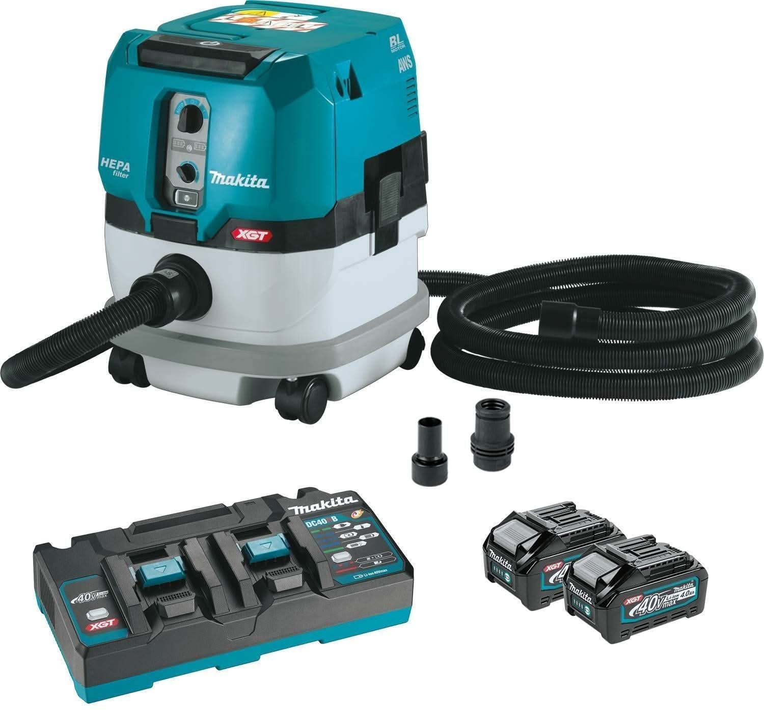 Makita 40V max XGT Brushless 2.1 Gal. HEPA Dry Dust Extractor Kit AWS (4.0Ah) w/ 40V max XGT 6-1/2" Plunge Circular Saw - Image 2