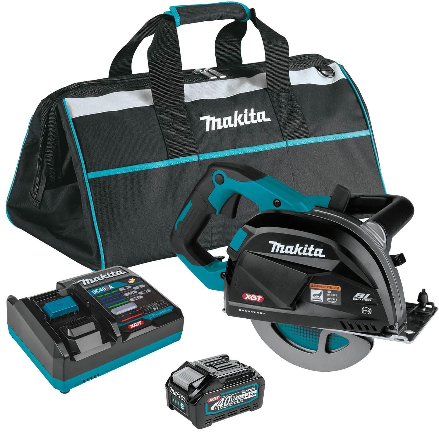 Makita GSC01M1 40V max XGT Brushless Cordless 7-1/4″ Metal Cutting Saw Kit, with Electric Brake and Chip Collector (4.0Ah)
