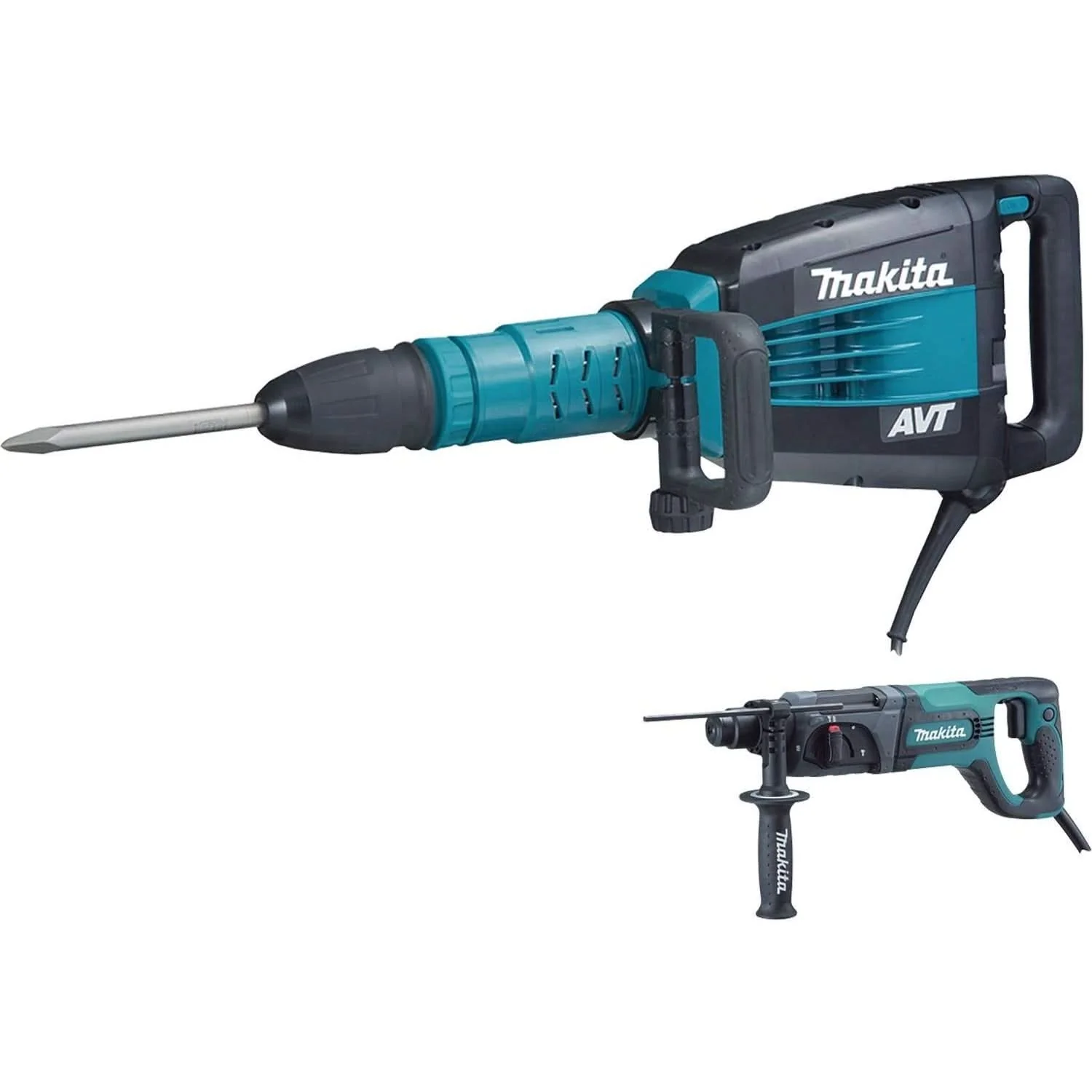 Makita HM1214CX 27 lb. SDS-MAX AVT Demolition Hammer, and 1″ Rotary Hammer
