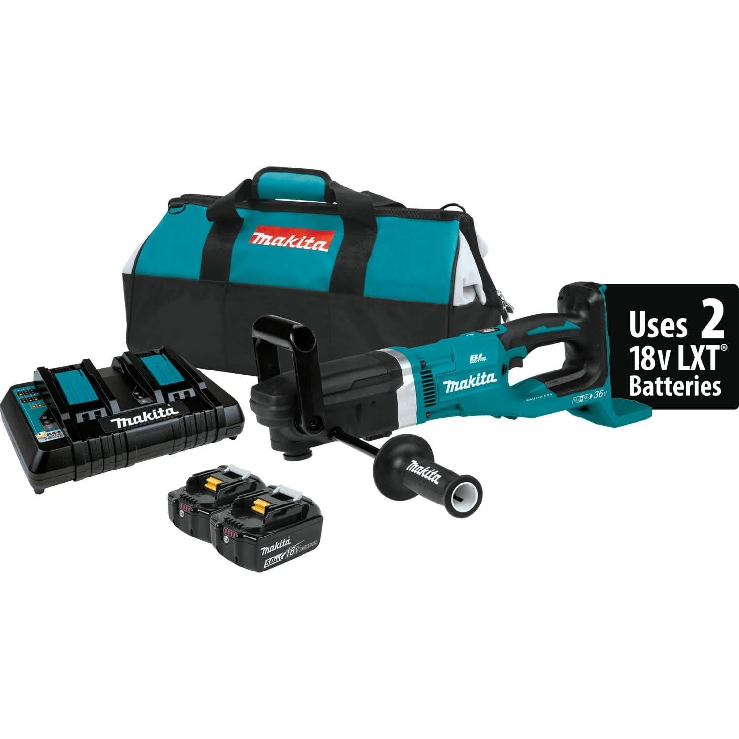Makita XAD04PT 36V (18V X2) LXT Brushless 7/16" Hex Right Angle Drill Kit (5.0Ah) - Image 2