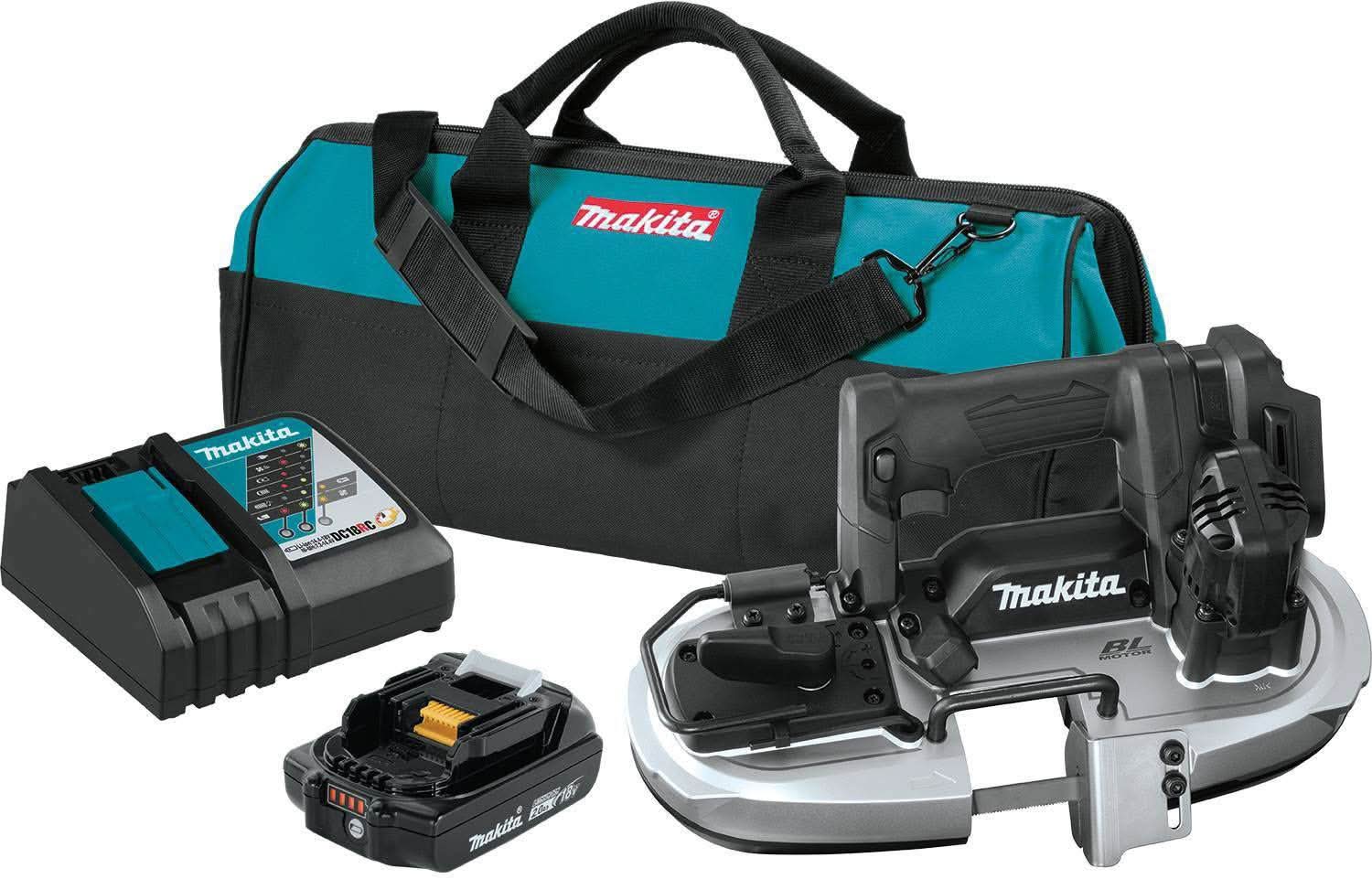 Makita 18V LXT Lithium-Ion Sub-Compact Brushless Cordless Band Saw 2.0Ah Kit plus 28-3/4-Inch 24 TPI Saw Blade, 5-Pack - Image 2