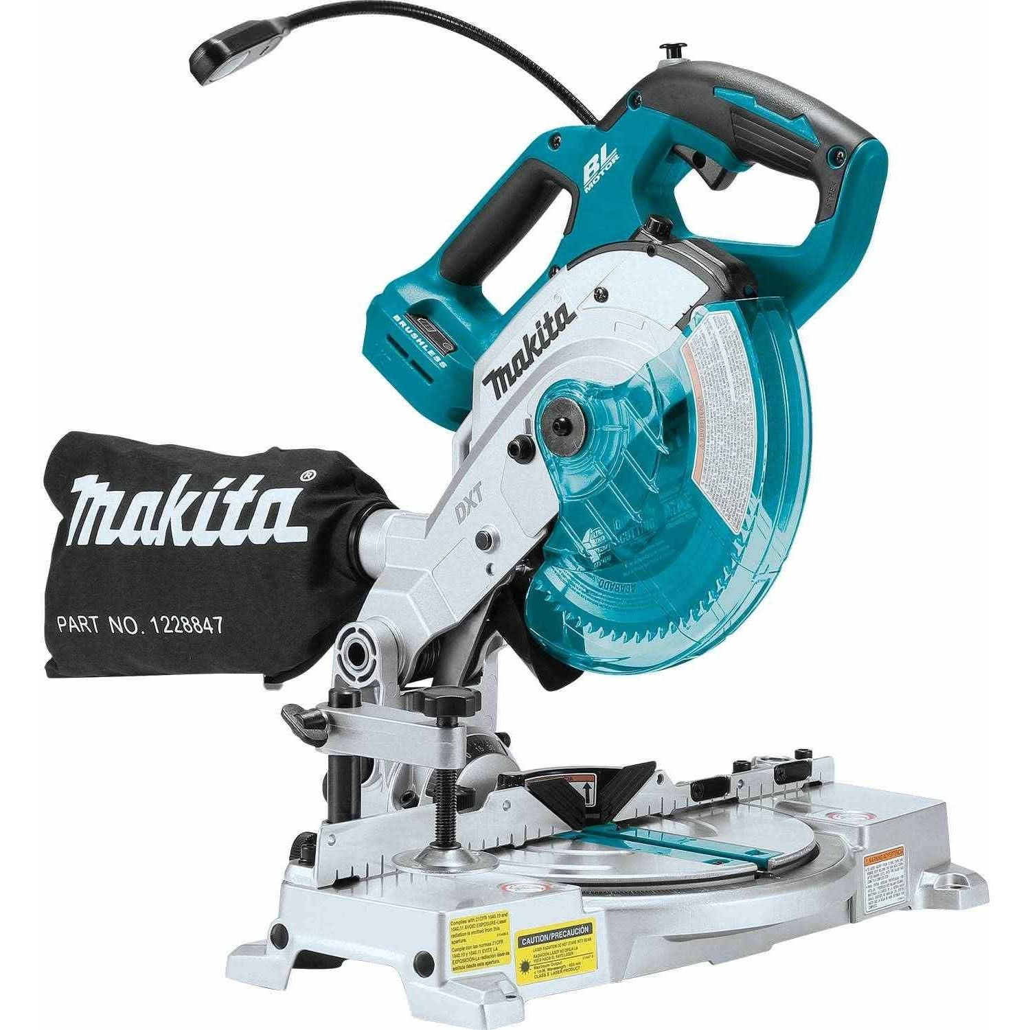 Makita XSL05Z 18V LXT Lithium-Ion Brushless Cordless 6-1/2″ Compact Dual-Bevel Compound Miter Saw with Laser, Tool Only
