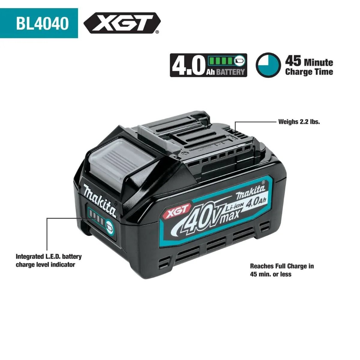 Makita BL4040 40V max XGT 4.0Ah Battery (PROMO) - Image 2