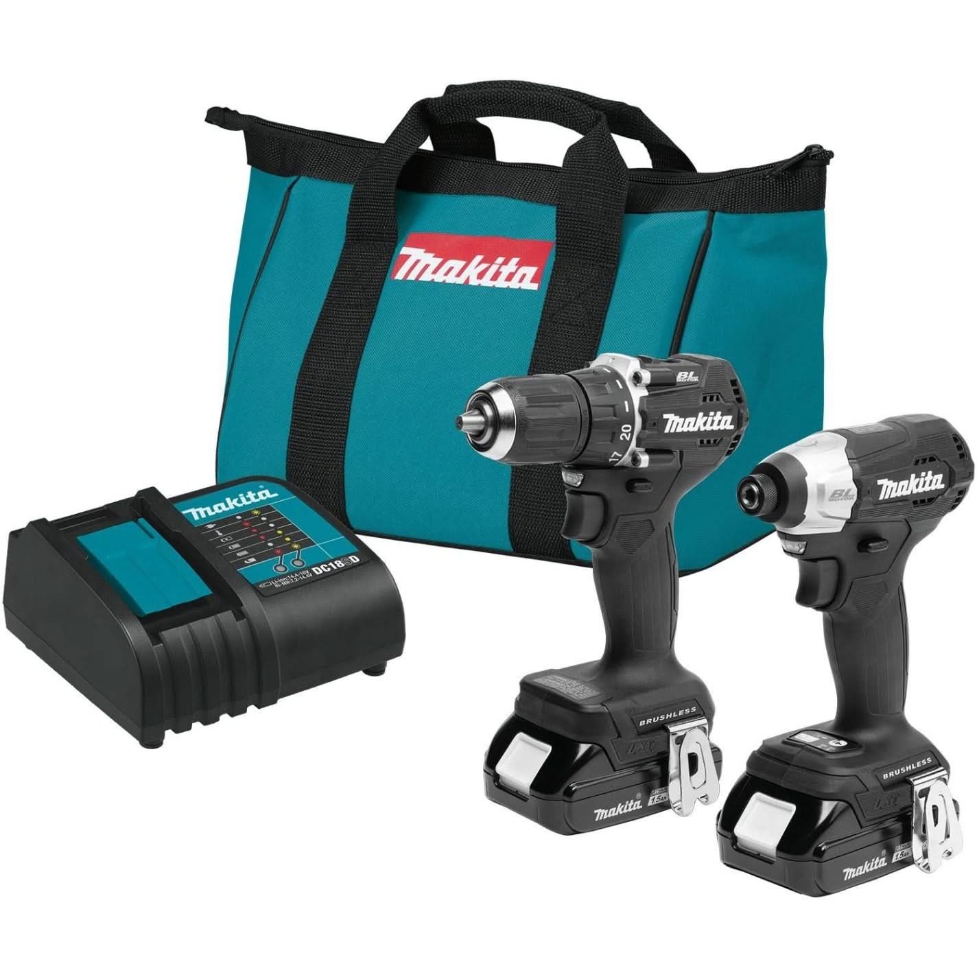 Makita CX203SYB 18V LXT Lithium-Ion Sub-Compact Brushless Cordless 2-Pc. Combo Kit (1.5Ah) - Image 1