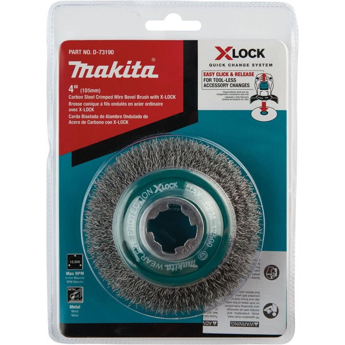 Makita D-73190 X-LOCK 4" Carbon Steel Crimped Wire Bevel Brush - Image 3