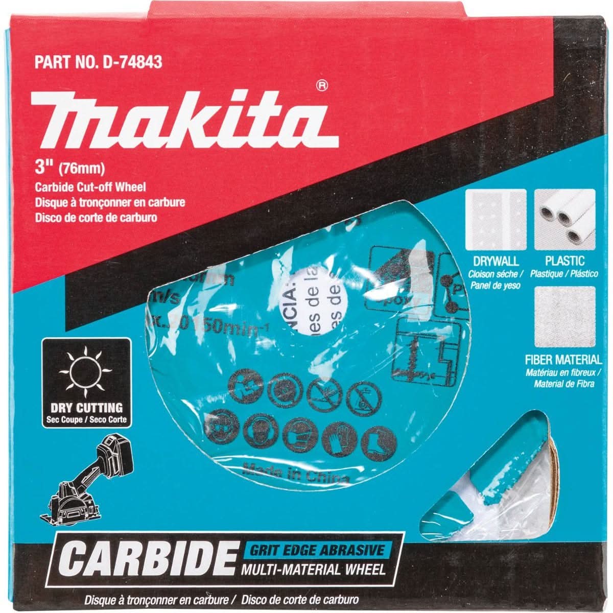 Makita D-74843 3" Carbide Grit Abrasive Multi-Material Cut-Off Wheel - Image 3