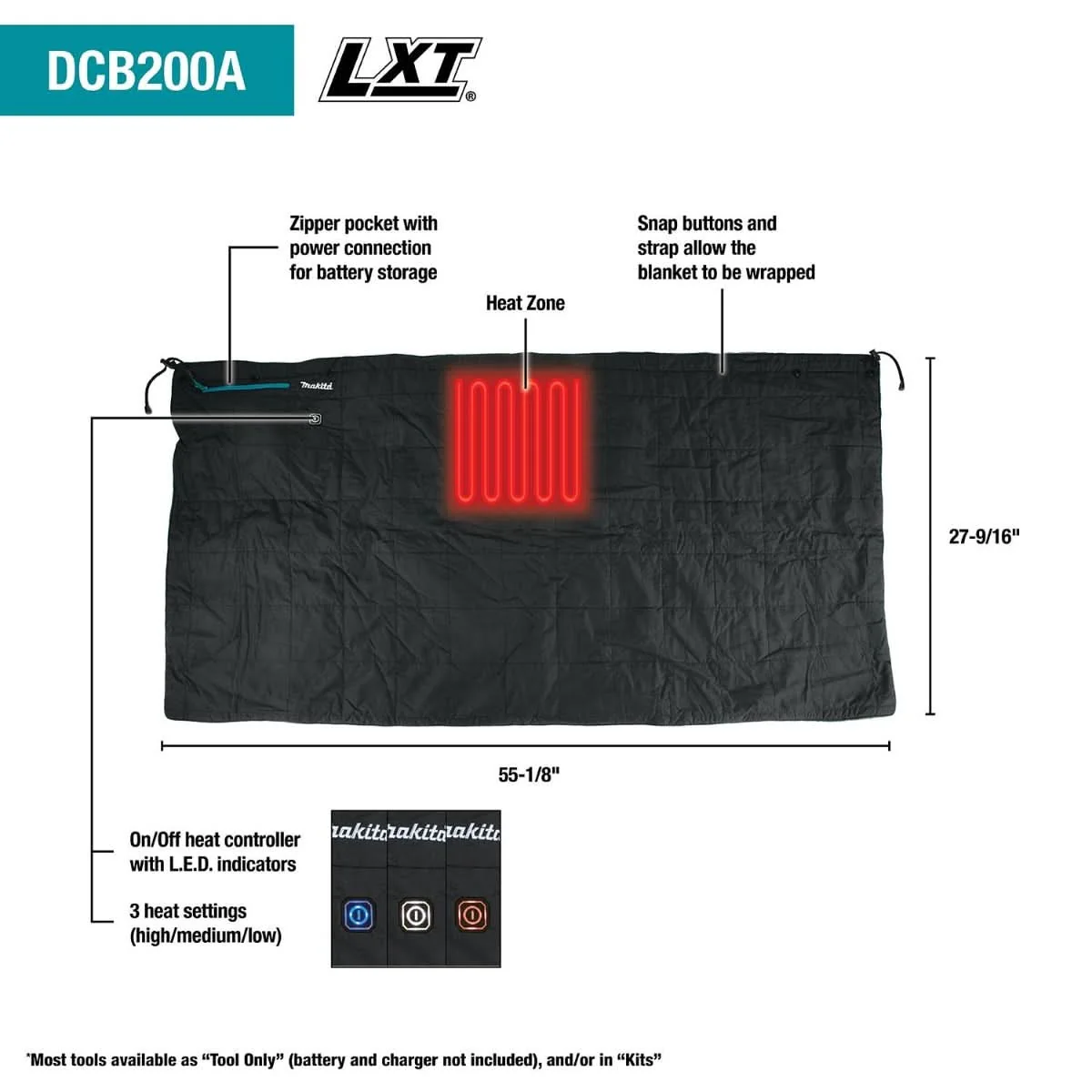 Makita PROMO DCB200A 18V LXT Lithium-Ion Cordless Heated Blanket, Blanket Only (PROMO) - Image 2