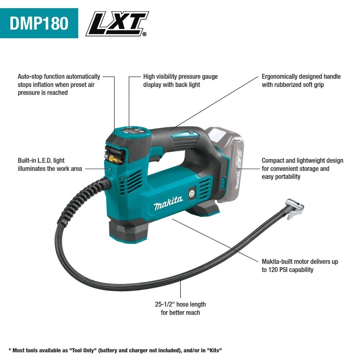 Makita DMP180SYX 18V Cordless Inflator 1.5Ah Kit - Image 2