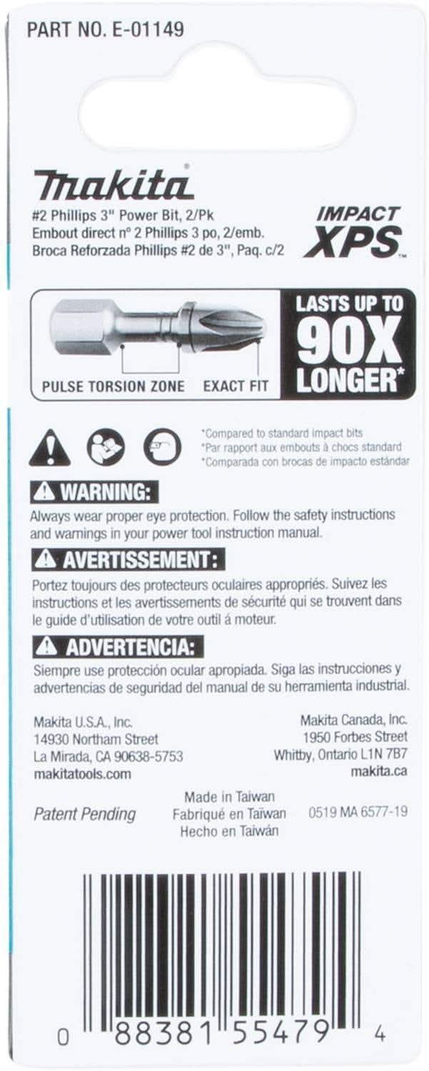 Makita E-01149 Impact XPS #2 Phillips 3" Power Bit, 2/pk - Image 3