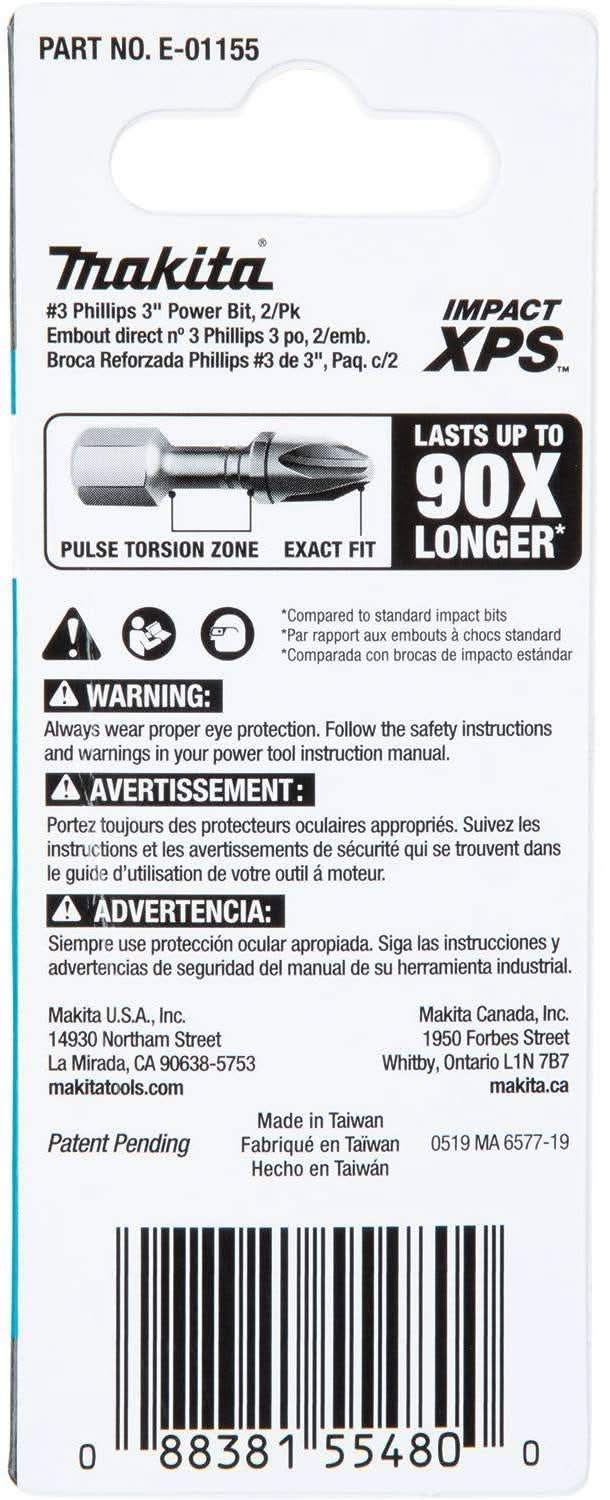 Makita E-01155 Impact XPS #3 Phillips 3" Power Bit, 2/pk - Image 3