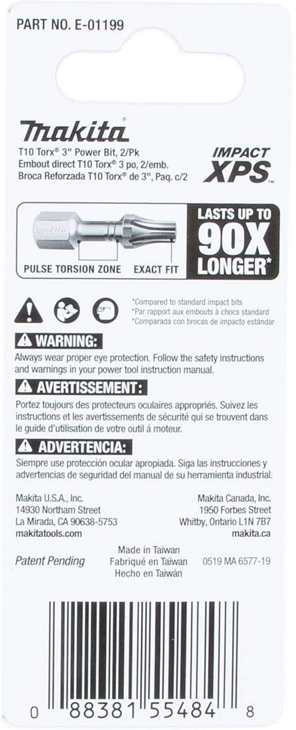 Makita E-01199 Impact XPS T10 Torx 3" Power Bit, 2/pk - Image 3