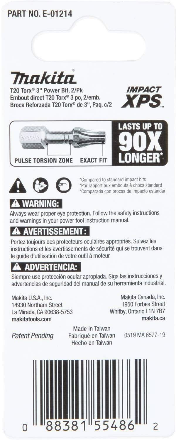 Makita E-01214 Impact XPS T20 Torx 3" Power Bit, 2/pk - Image 3