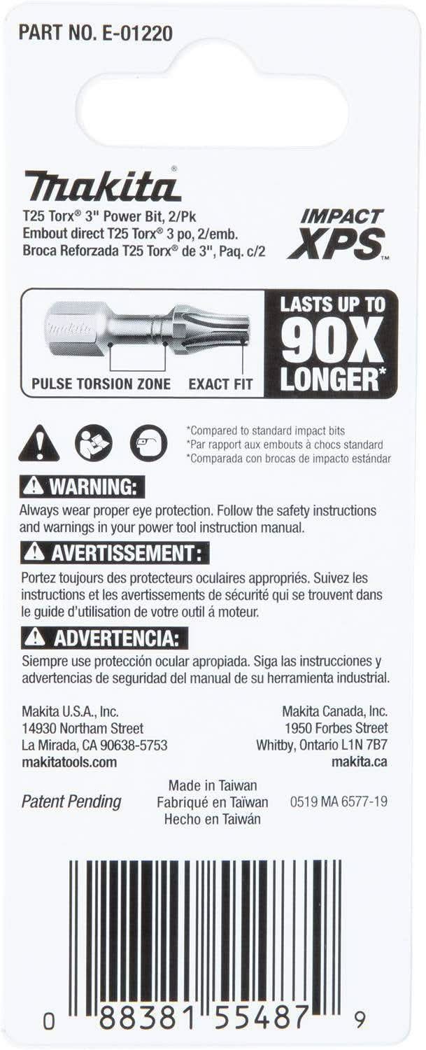 Makita E-01220 Impact XPS T25 Torx 3" Power Bit, 2/pk - Image 3