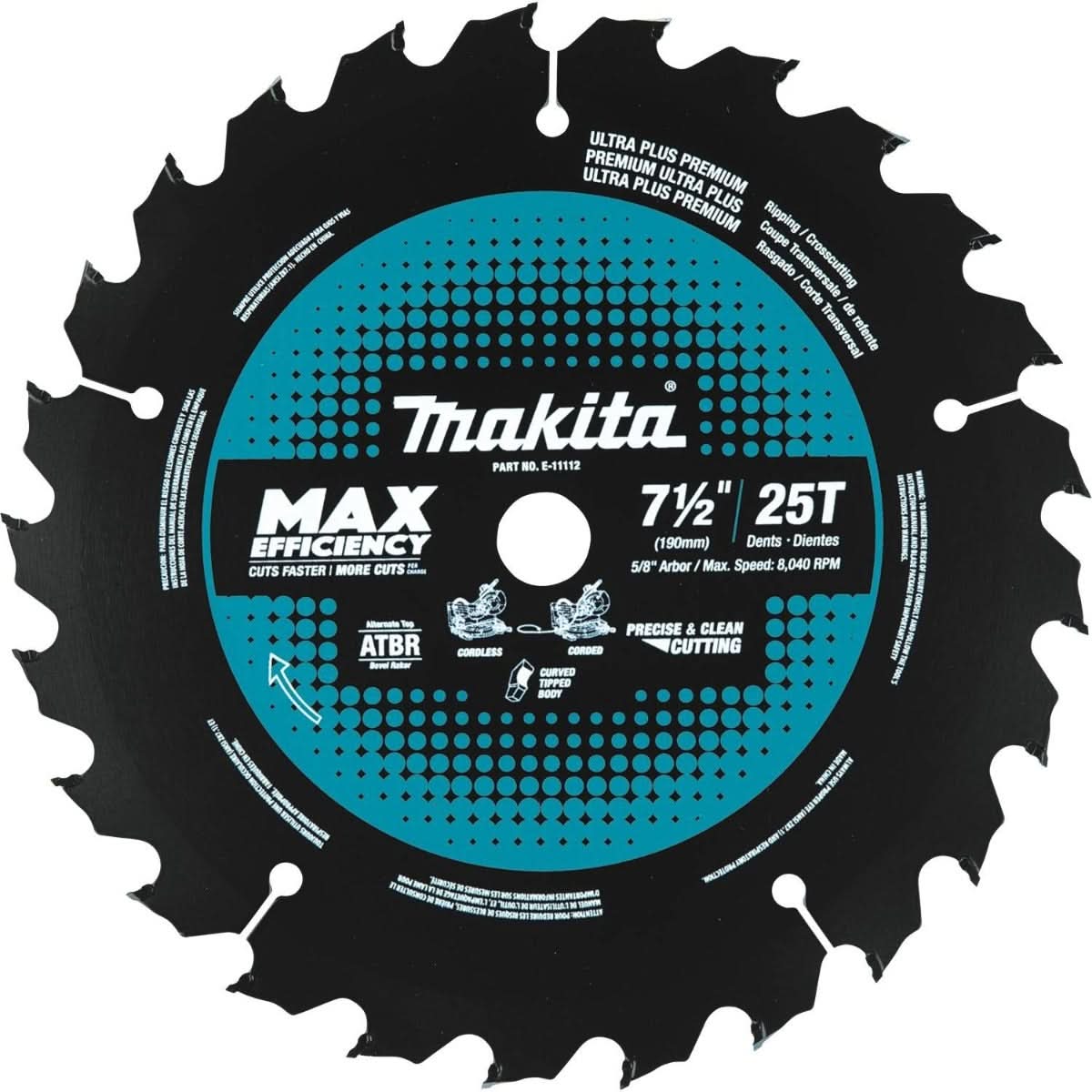 Makita E-11112 7-1/2" 25T Carbide-Tipped Max Efficiency Miter Saw Blade - Image 1