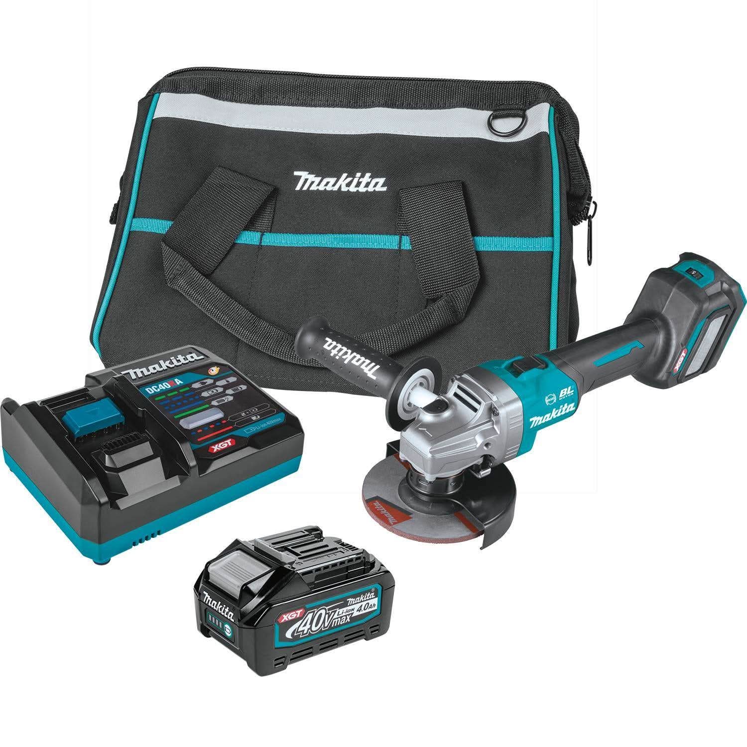 Makita GAG04M1 40V max XGT Brushless Cordless 4-1/2"Â / 5" Angle Grinder Kit, with Electric Brake, AWS Capable (4.0Ah) - Image 1