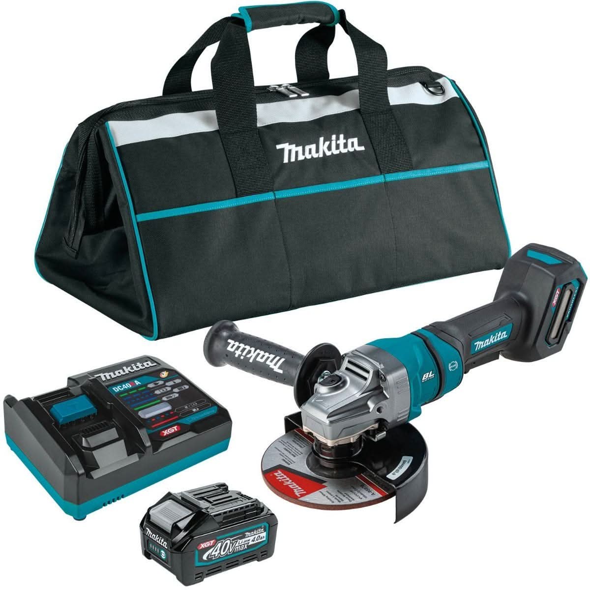 Makita 40V max XGT Brushless 4-1/2" / 6" Paddle Switch Angle Grinder Kit, with Electric Brake (4.0Ah) with 18V LXT Lithium-Ion Grease Gun Kit (3.0Ah) - Image 2