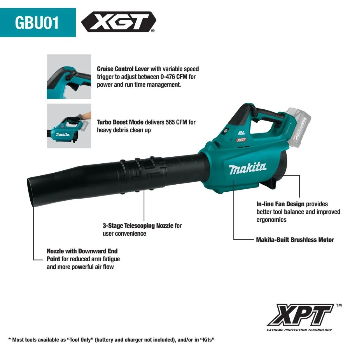 Makita GBU01Z 40V max XGT Brushless Cordless Blower, Tool Only [PROMO] - Image 2