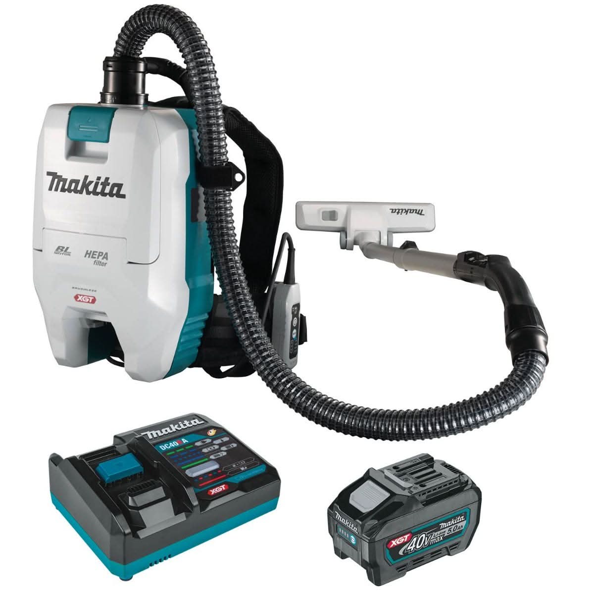 Makita GCV05T1X 40V max XGT Brushless Cordless 2 Quart HEPA Filter Dry Backpack Vacuum Kit (5.0Ah)