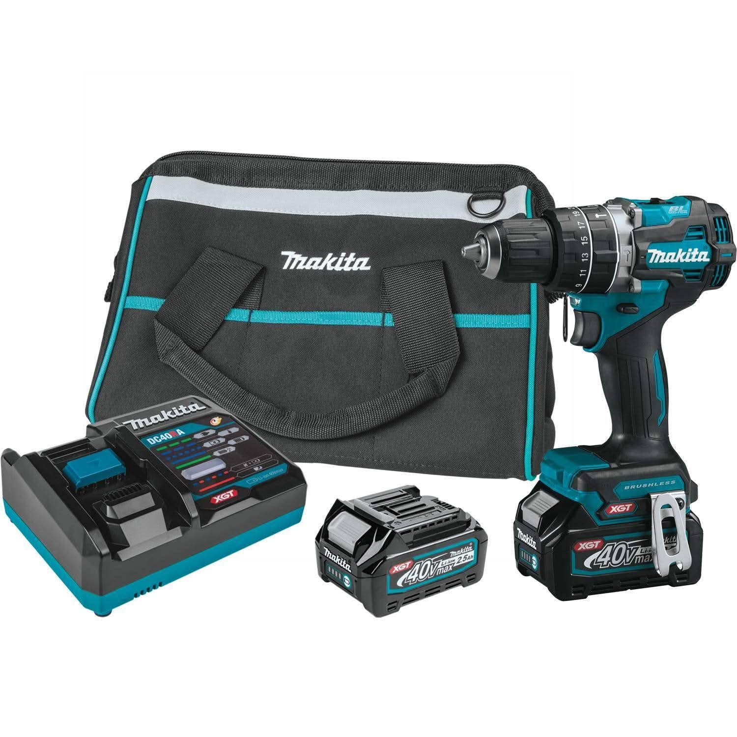 Makita GPH02D 40V max XGT Compact Brushless Cordless 1/2″ Hammer Driver-Drill Kit (2.5Ah)