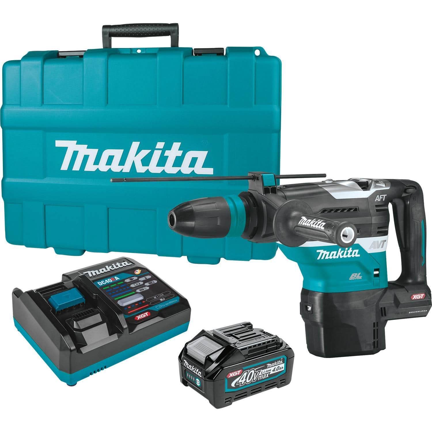 Makita GRH05M1 40V max XGT Brushless 1-9/16″ SDS-MAX AVT Rotary Hammer Kit, AFT, AWS Capable (4.0Ah)