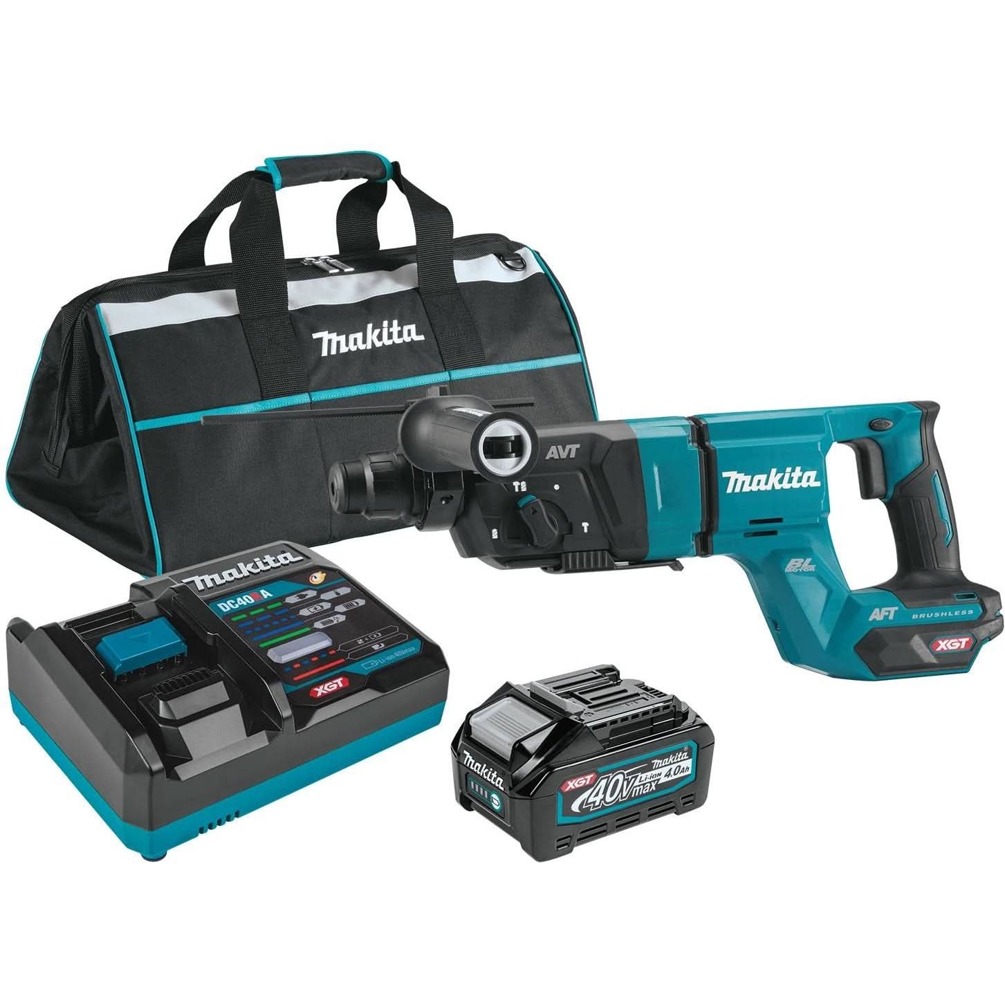 Makita GRH07M1 40V max XGT Brushless Cordless 1-1/8″ SDS-PLUS AVT Rotary Hammer (D-Handle) Kit, AFT, AWS Capable (4.0 Ah)