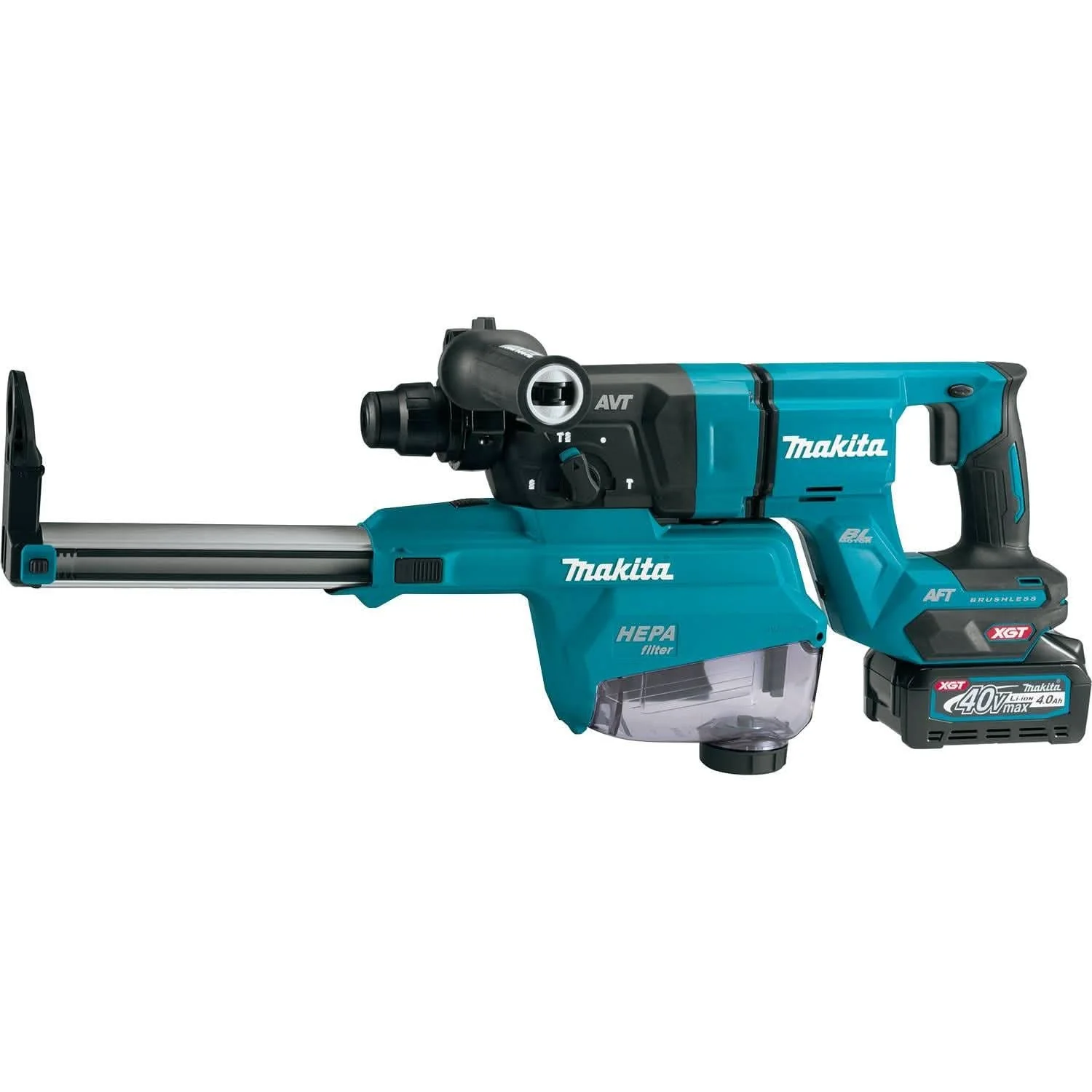 Makita GRH07M1W 40V max XGT Brushless 1-1/8" SDS-PLUS AVT Rotary Hammer (D-Handle) Kit w/ Dust Extractor, AFT, AWS Capable (4.0Ah) - Image 2