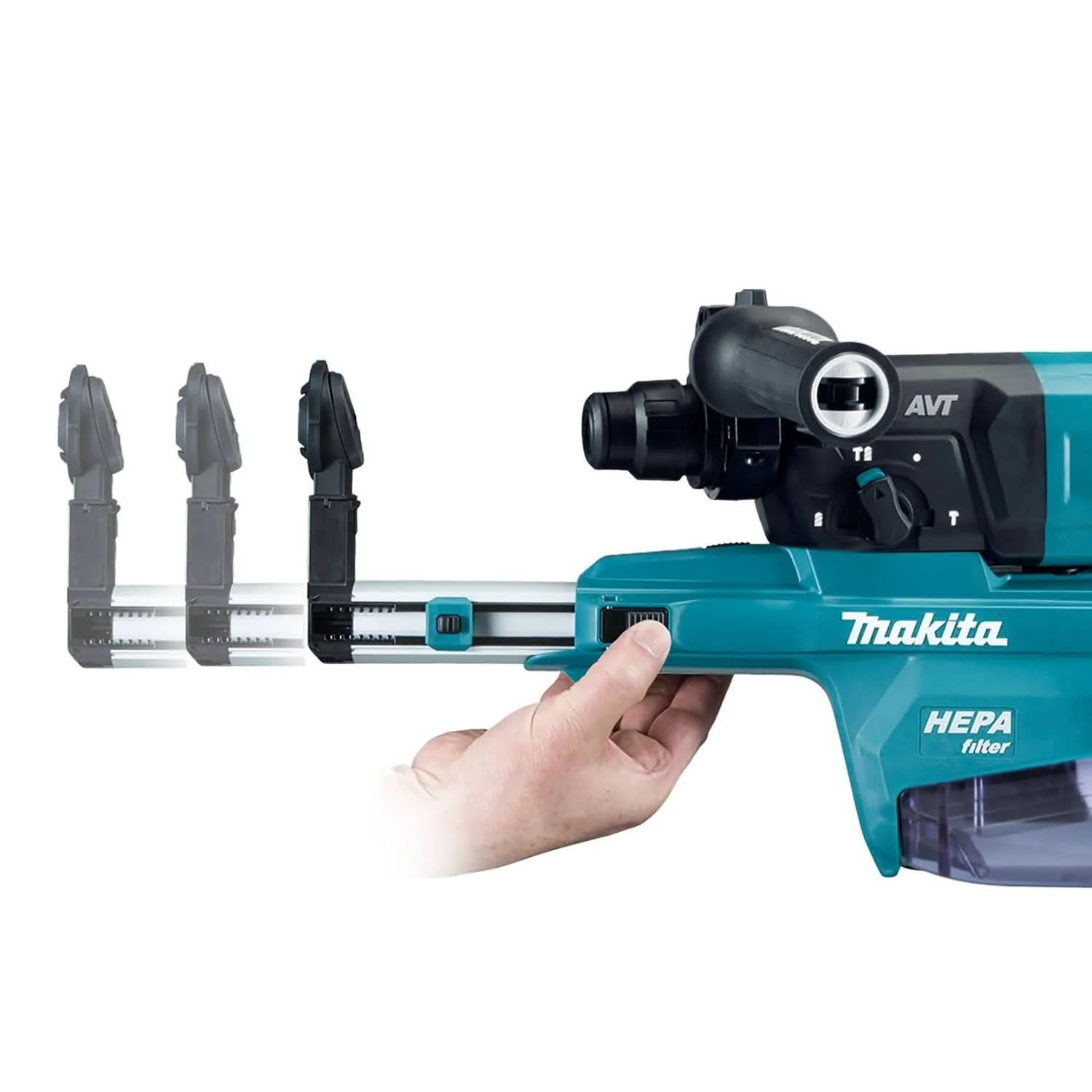 Makita GRH07ZW 40V max XGT Brushless 1-1/8" SDS-PLUS AVT Rotary Hammer (D-Handle) w/ Dust Extractor, AFT, AWS Capable, Tool Only - Image 2