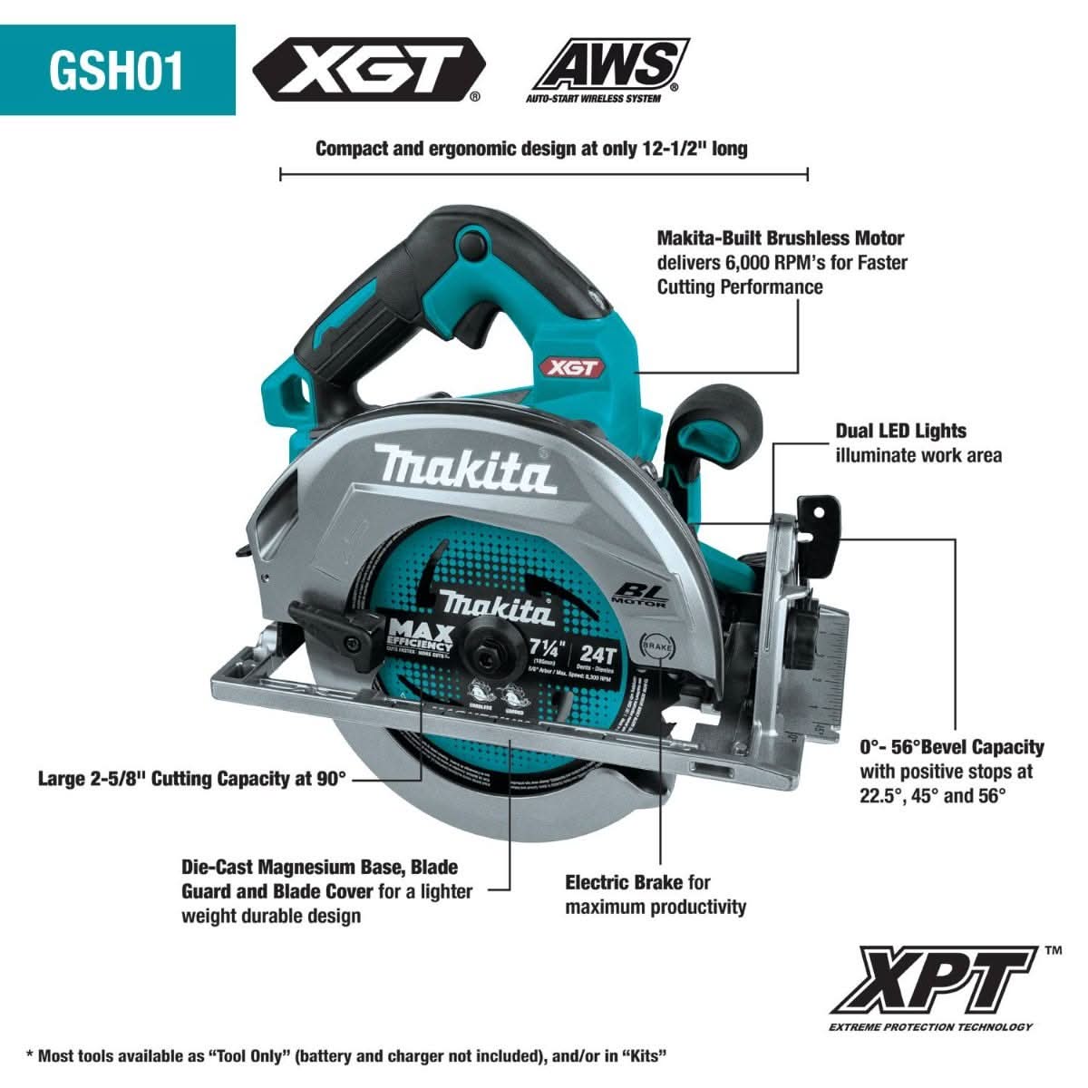 Makita GSH01Z 40V max XGT Brushless Cordless 7-1/4" Circular Saw, AWS Capable, Tool Only - Image 2