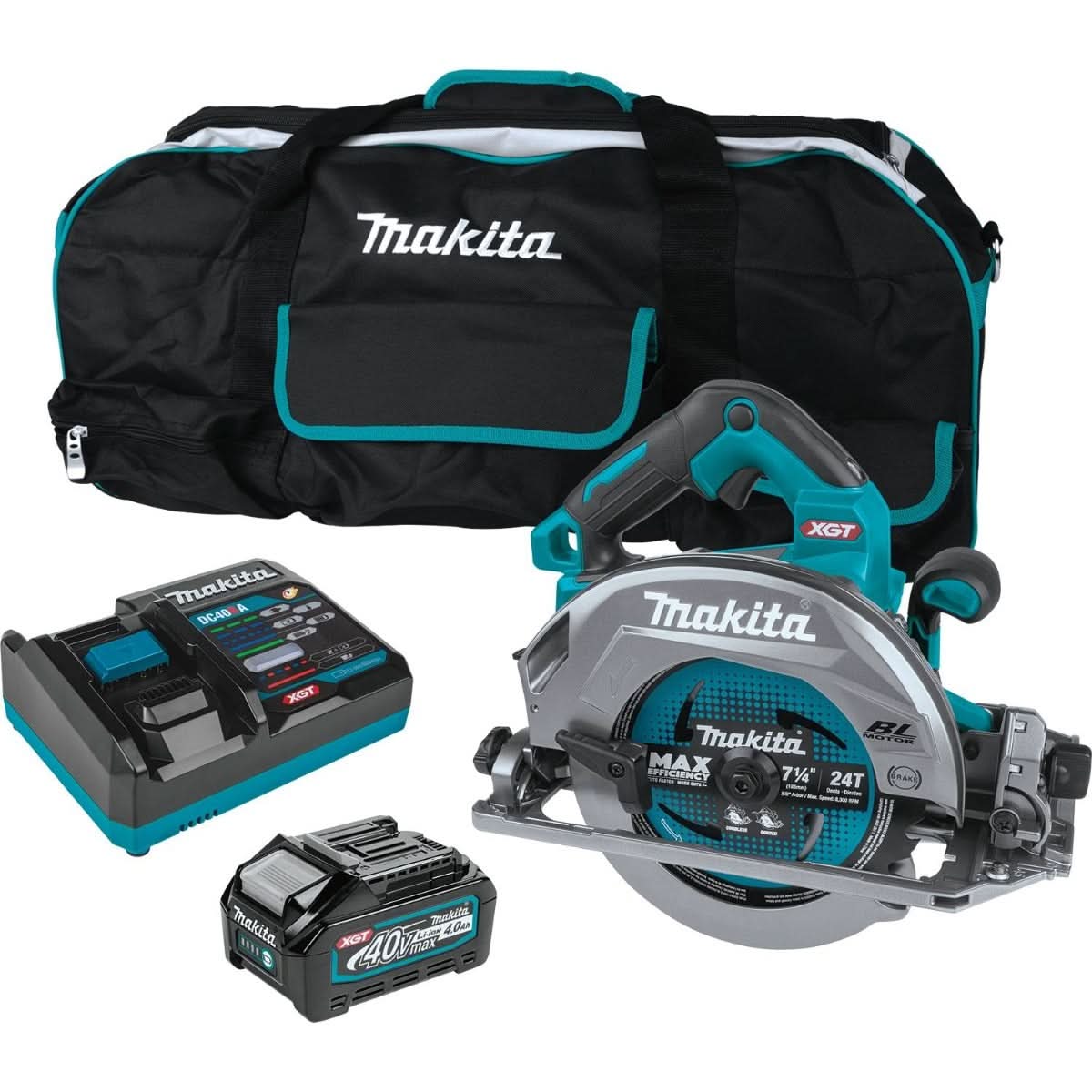 Makita GSH02M1 40V max XGT Brushless Cordless 7-1/4″ Circular Saw Kit with Guide Rail Compatible Base, AWS Capable, 4.0Ah