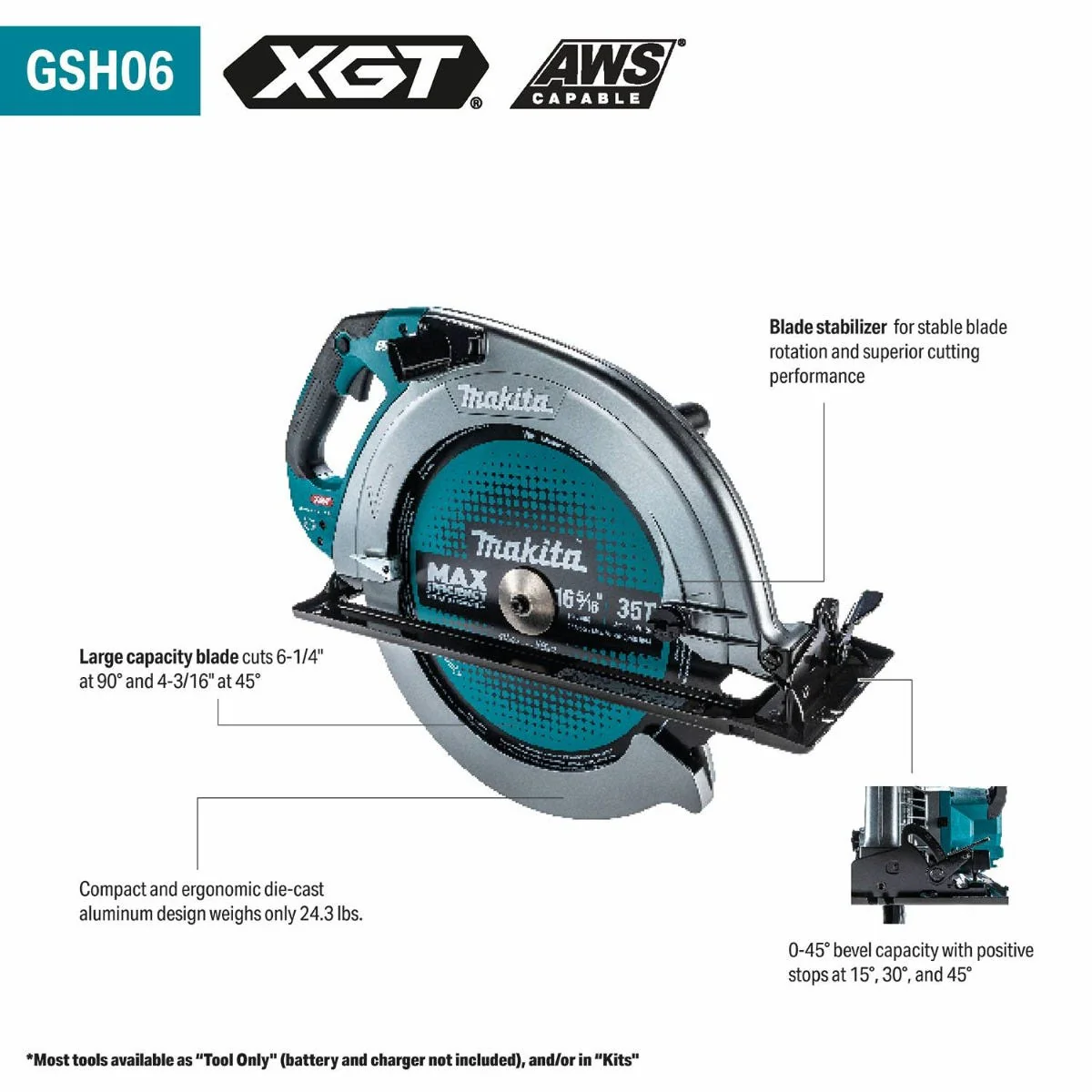 Makita GSH06T1 40V max XGTÂ® Brushless Cordless 16-5/16" Circular Saw Kit, AWS Capable (5.0Ah) - Image 3